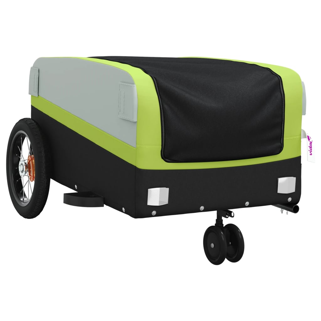 Velosipēda piekabe, melnā un zaļā krāsā, 30 kg, dzelzs