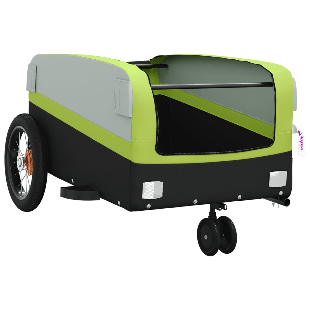 Velosipēda piekabe, melnā un zaļā krāsā, 30 kg, dzelzs
