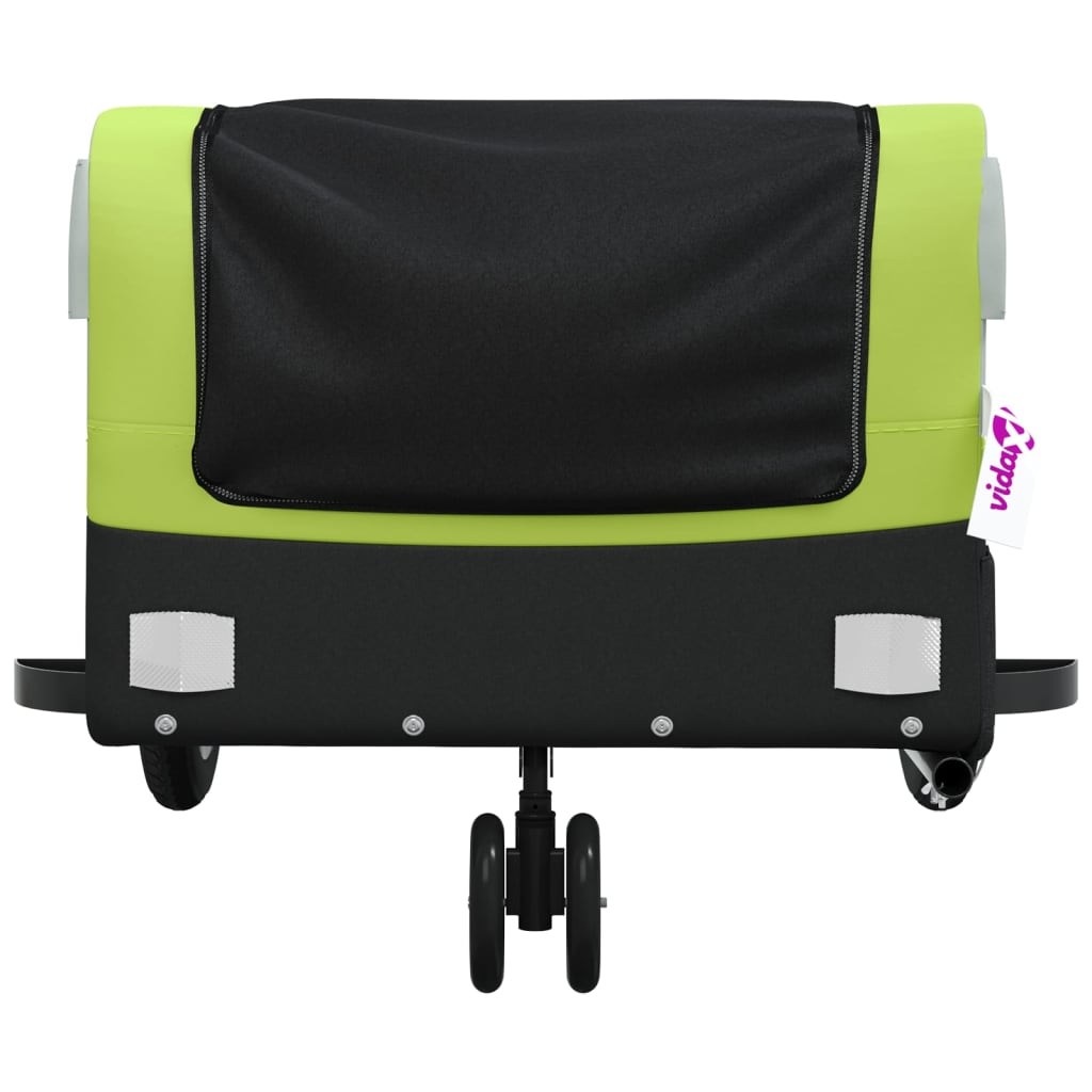 Velosipēda piekabe, melnā un zaļā krāsā, 30 kg, dzelzs