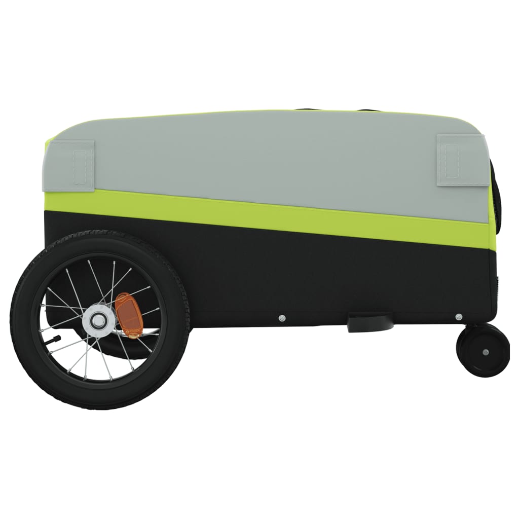 Velosipēda piekabe, melnā un zaļā krāsā, 30 kg, dzelzs