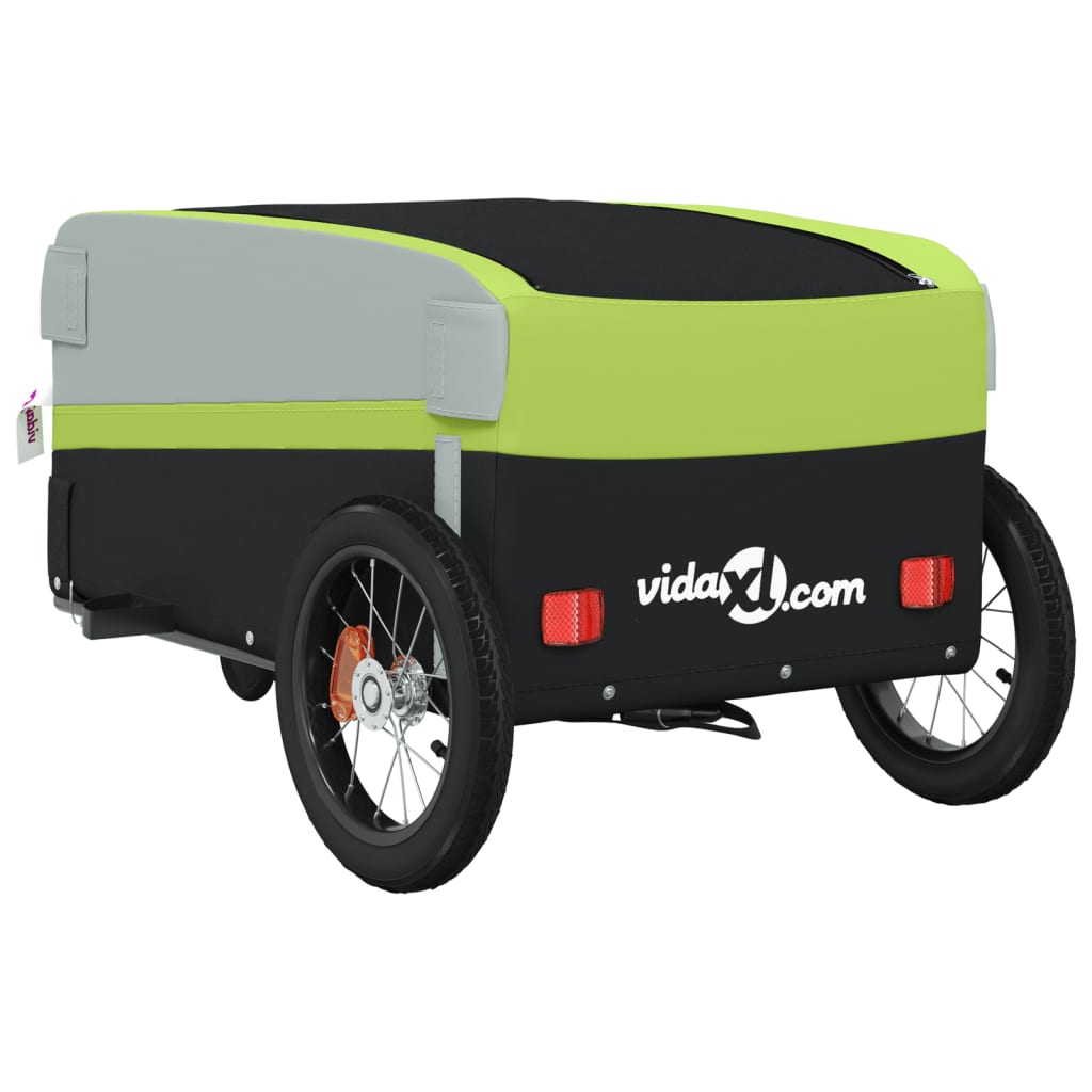 Velosipēda piekabe, melnā un zaļā krāsā, 30 kg, dzelzs