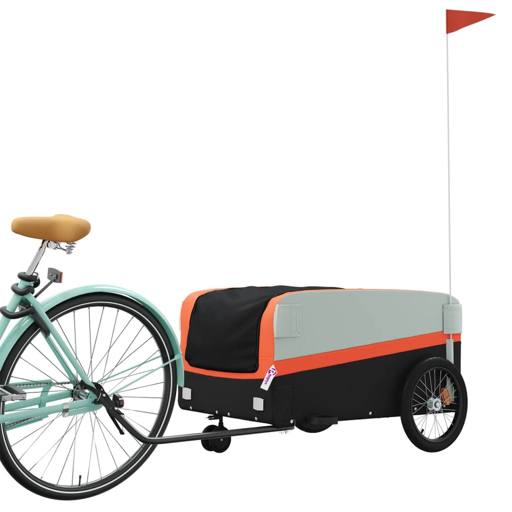 Bicycle trailer, black and orange, 45kg, iron