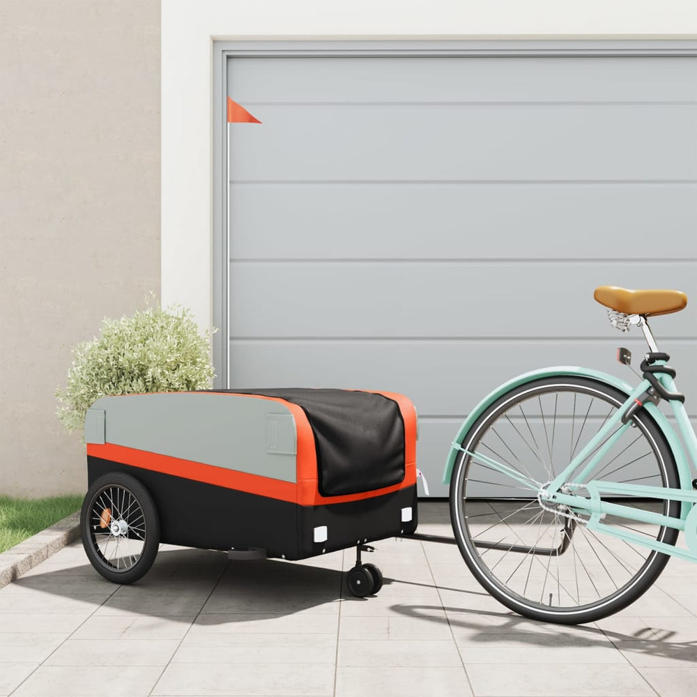 Bicycle trailer, black and orange, 45kg, iron