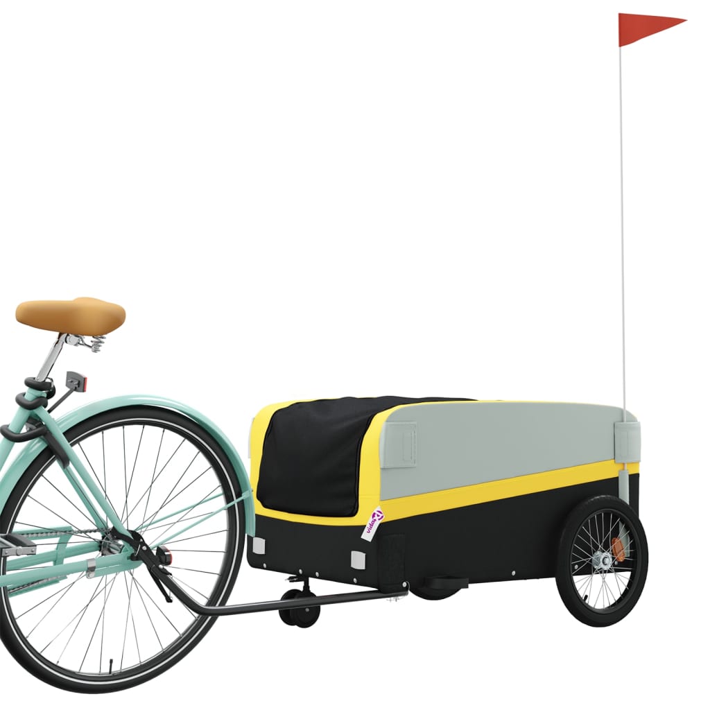 Velosipēda piekabe, melnā un dzeltenā krāsā, 45kg, dzelzs