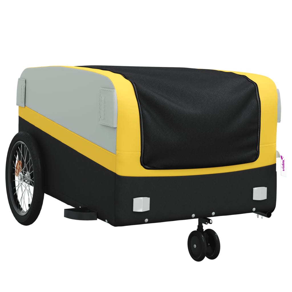 Velosipēda piekabe, melnā un dzeltenā krāsā, 45kg, dzelzs
