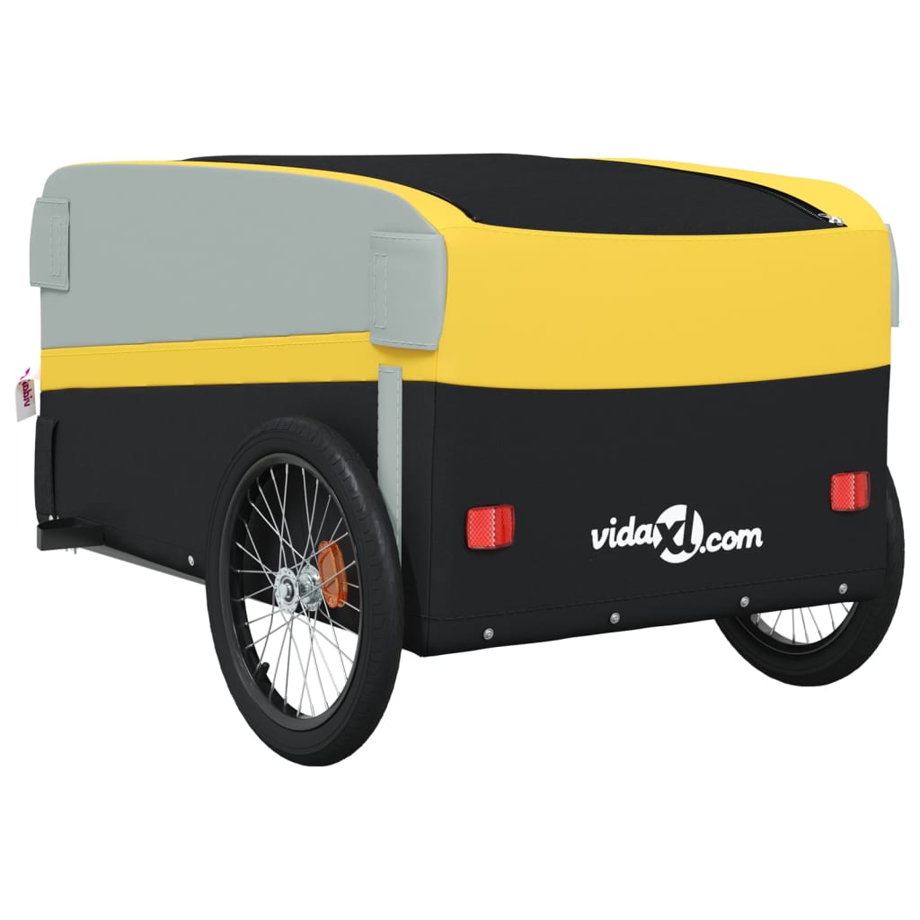 Velosipēda piekabe, melnā un dzeltenā krāsā, 45kg, dzelzs