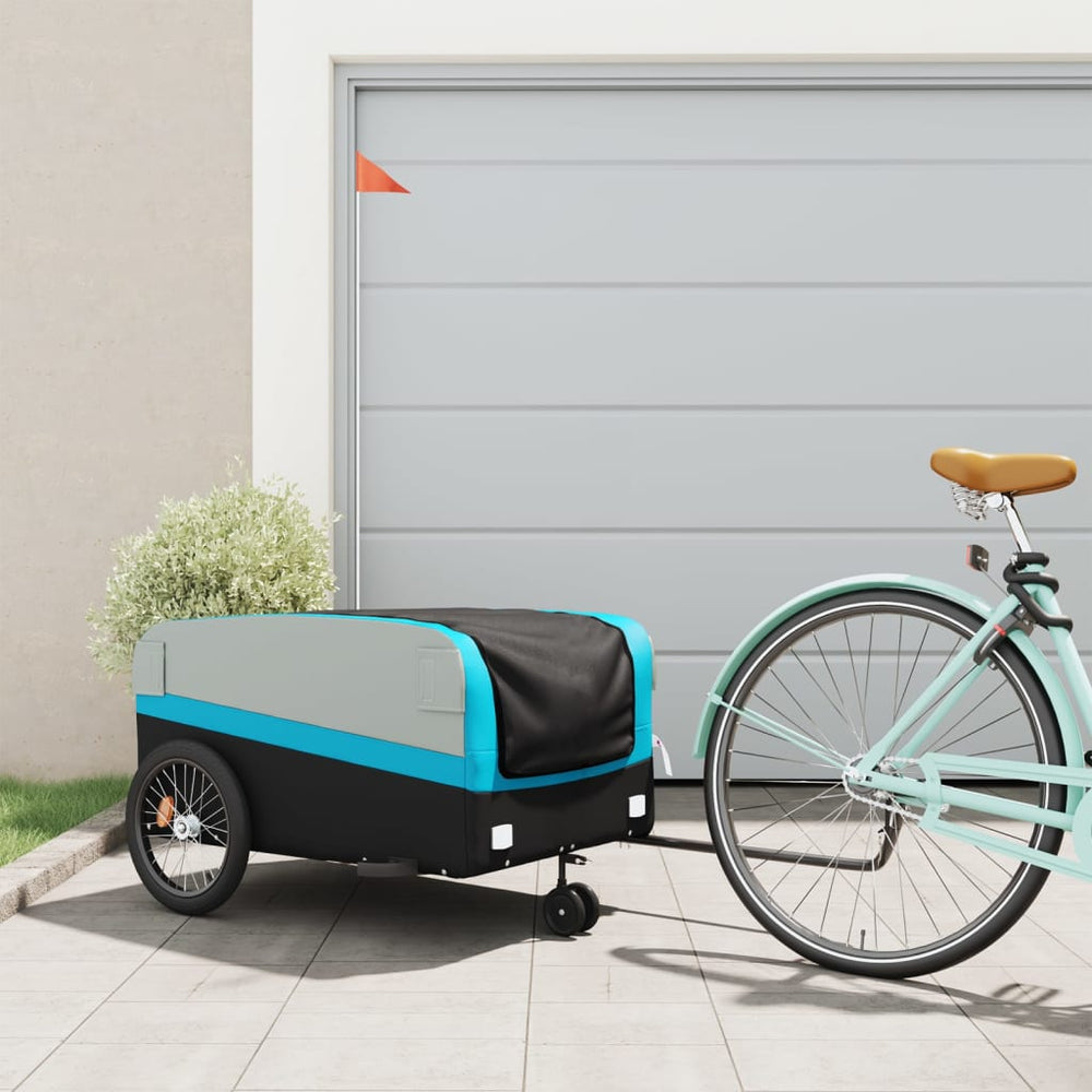 Bicycle trailer, black and blue, 45kg, iron