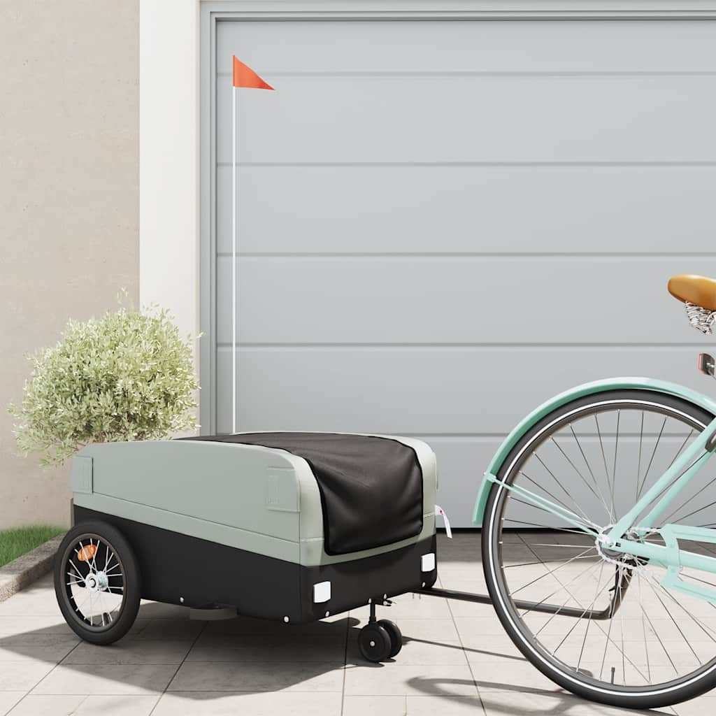 Bicycle trailer, black and grey, 45kg, iron