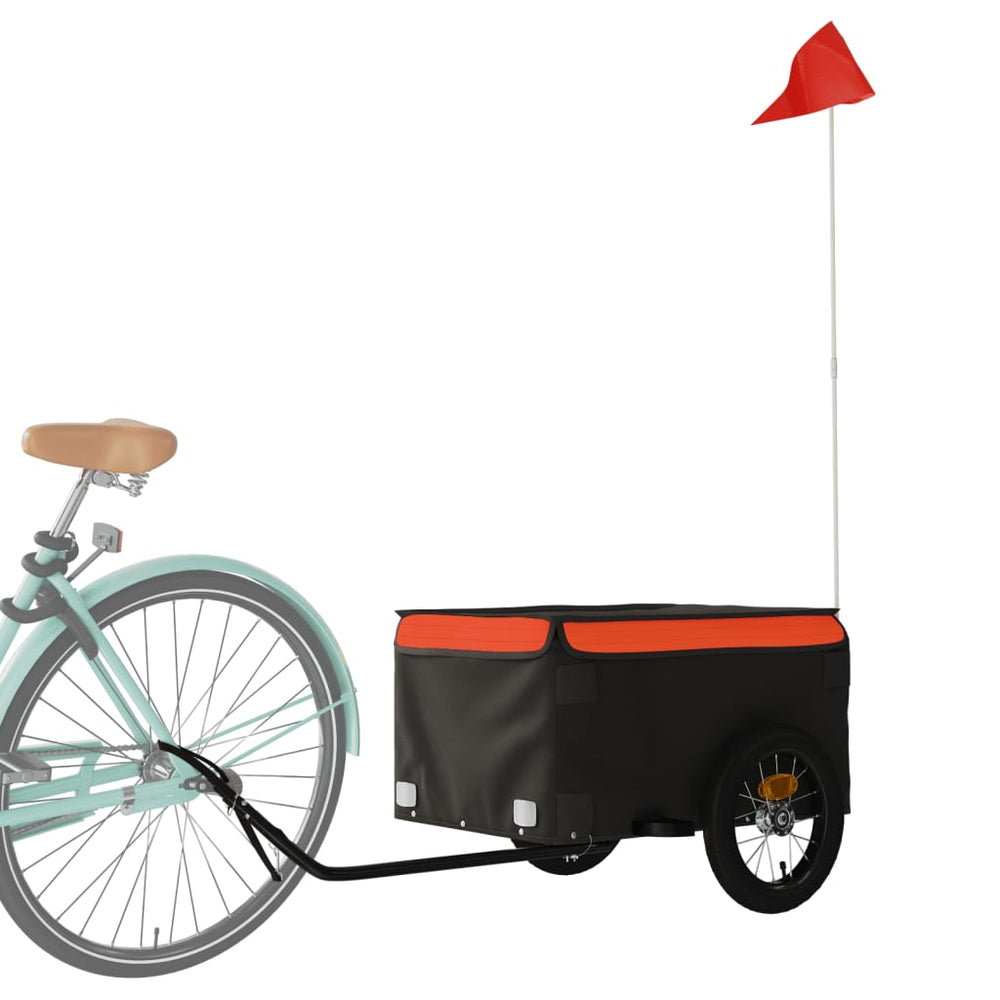 Bicycle trailer, black and orange, 30kg, iron