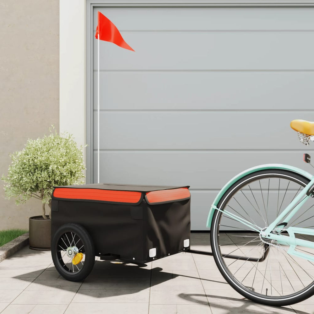 Bicycle trailer, black and orange, 30kg, iron