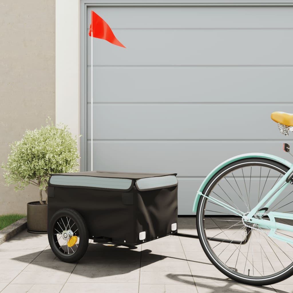 Bicycle trailer, black and grey, 30kg, iron