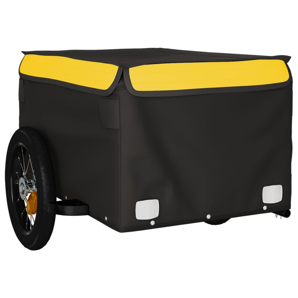 Velosipēda piekabe, melnā un dzeltenā krāsā, 30 kg, dzelzs