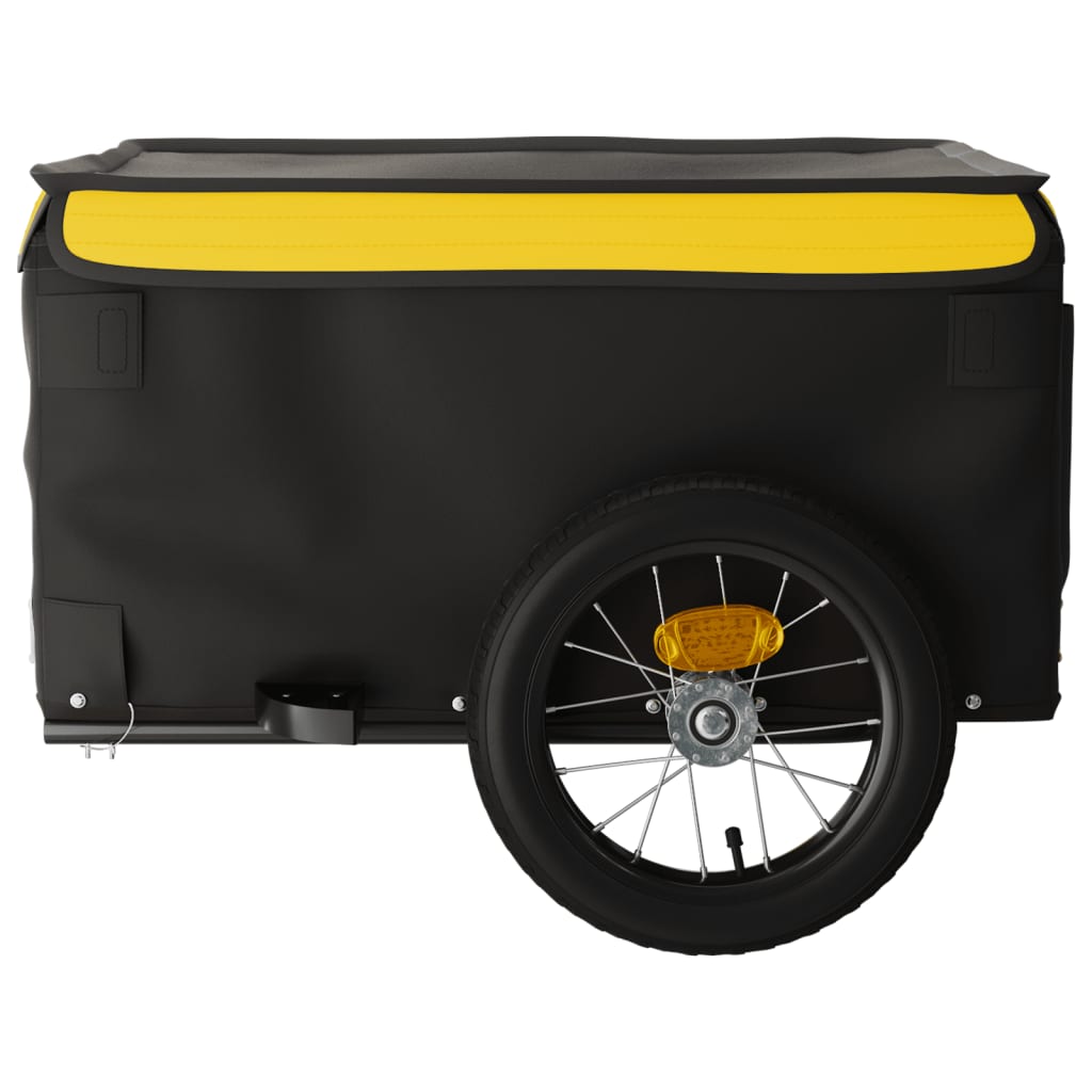 Velosipēda piekabe, melnā un dzeltenā krāsā, 30 kg, dzelzs