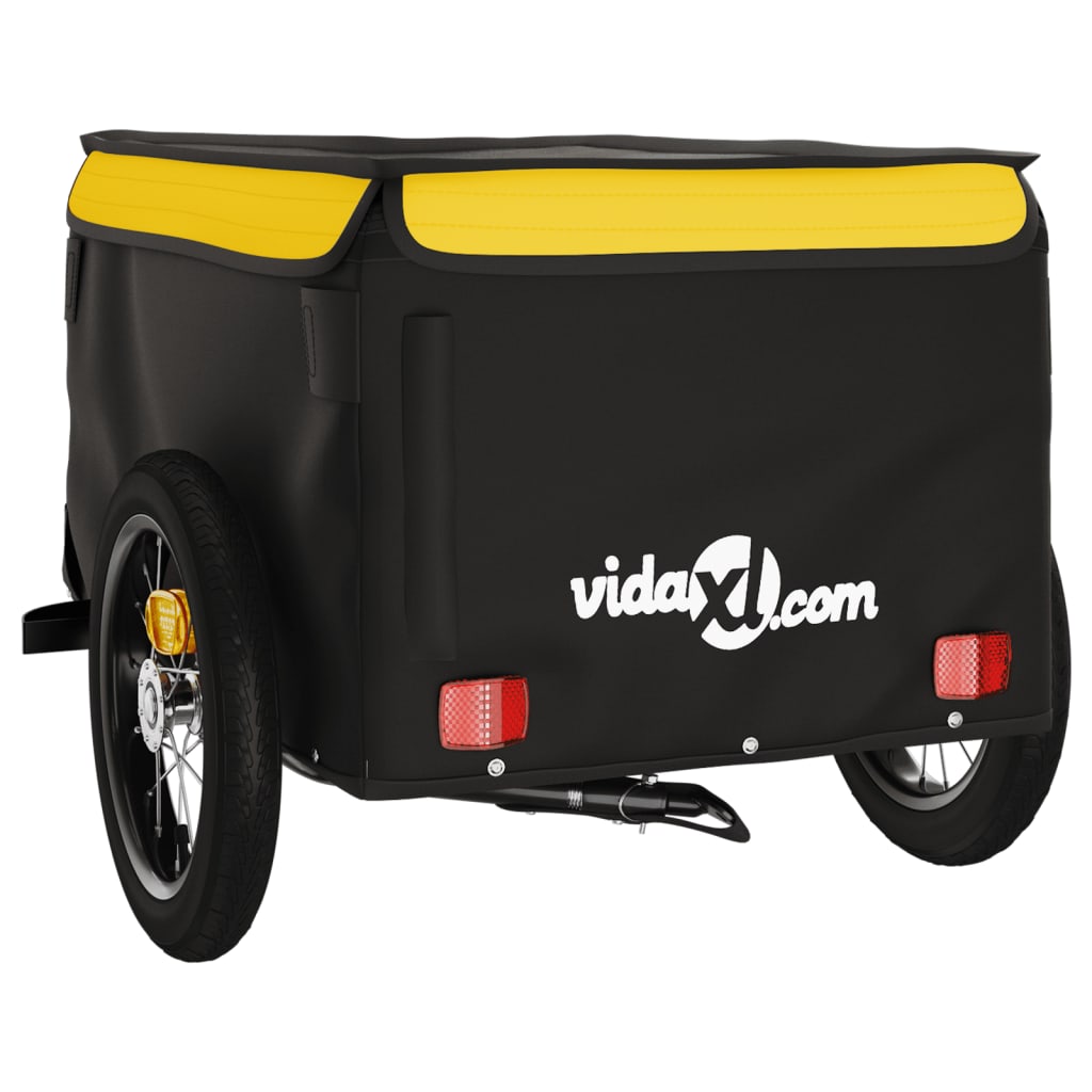 Velosipēda piekabe, melnā un dzeltenā krāsā, 30 kg, dzelzs