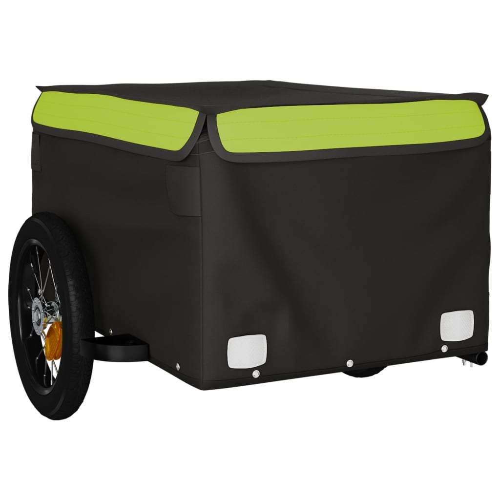 Velosipēda piekabe, melnā un zaļā krāsā, 30 kg, dzelzs