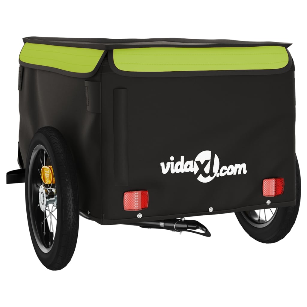 Velosipēda piekabe, melnā un zaļā krāsā, 30 kg, dzelzs