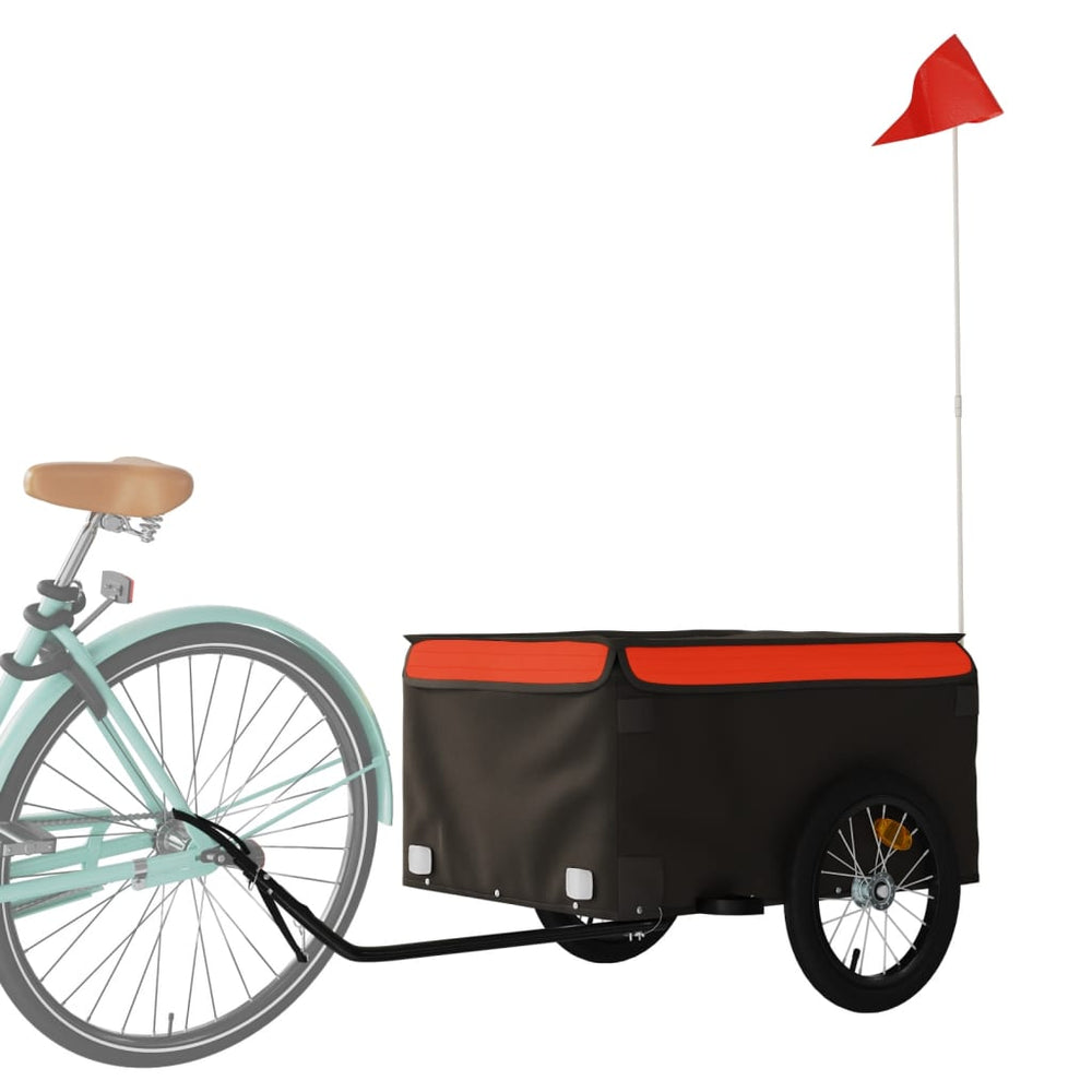 Bicycle trailer, black and orange, 45kg, iron