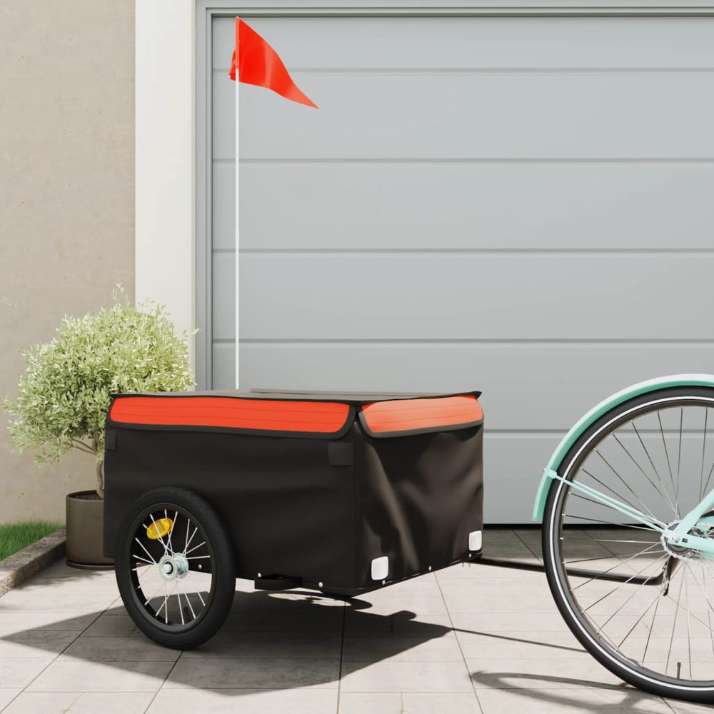 Bicycle trailer, black and orange, 45kg, iron