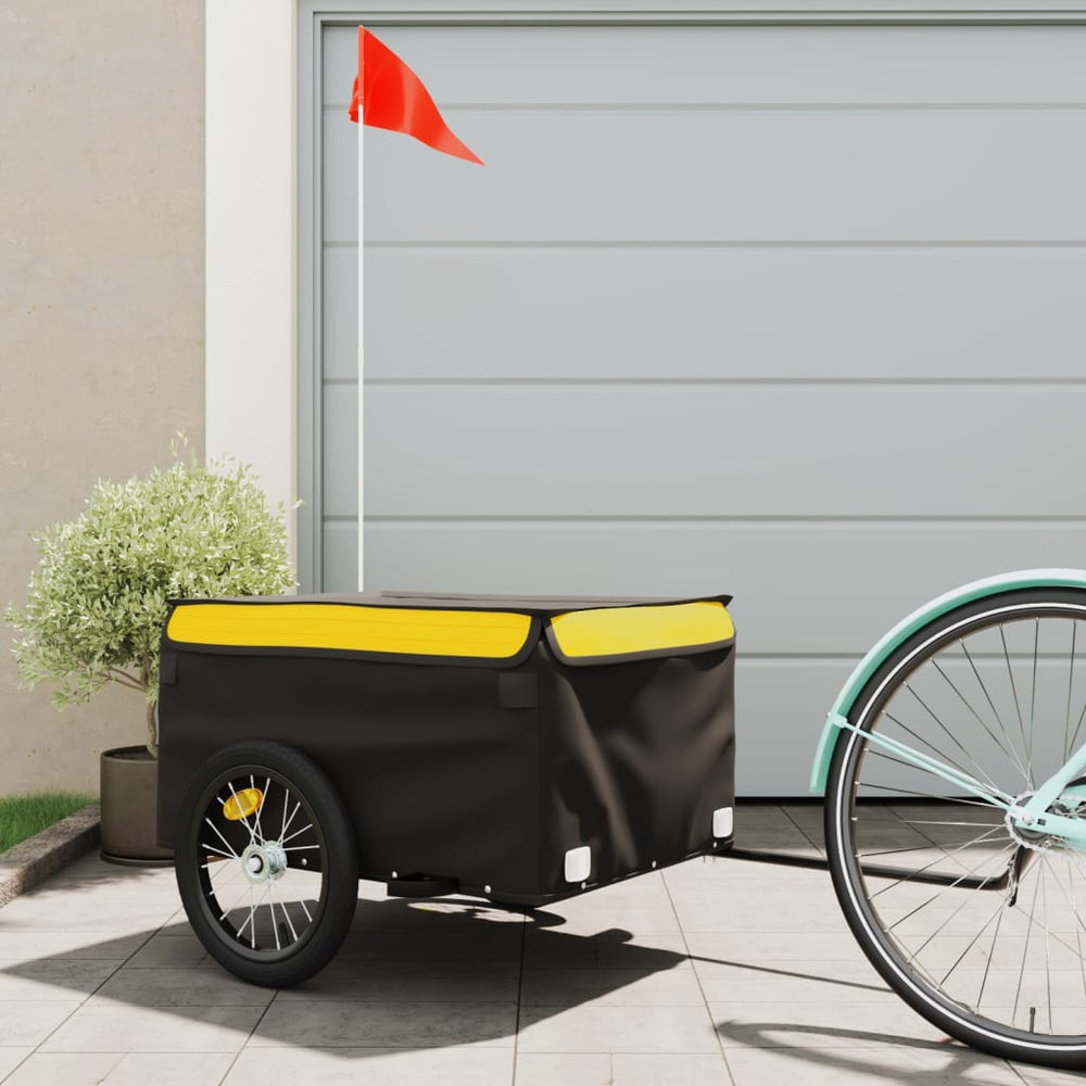 Bicycle trailer, black and yellow, 45kg, iron