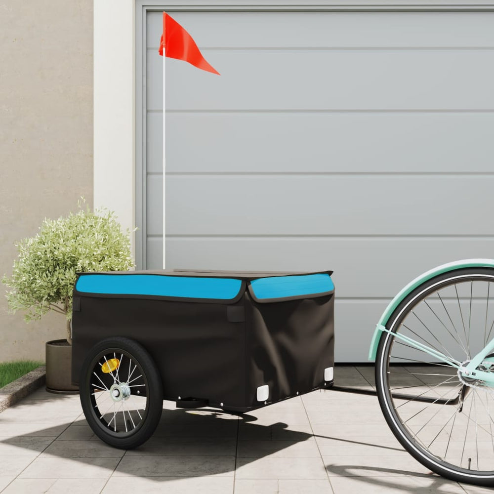 Bicycle trailer, black and blue, 45kg, iron
