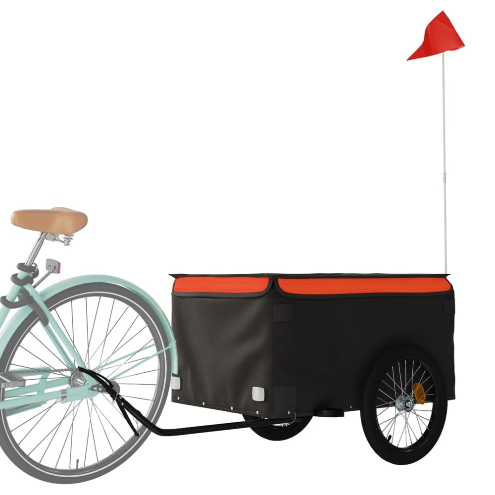 Bicycle trailer, black and orange, 45kg, iron
