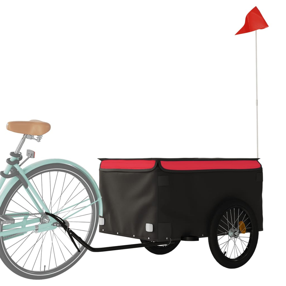 Bicycle trailer, black and red, 45kg, iron