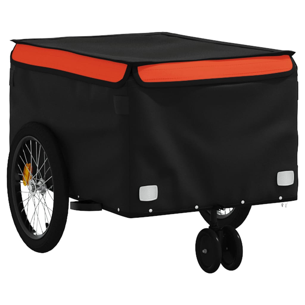 Velosipēda piekabe, melnā un oranžā krāsā, 30 kg, dzelzs