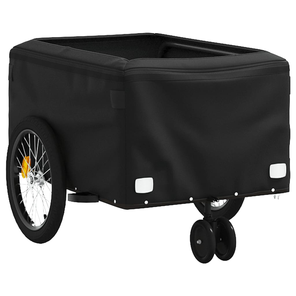 Velosipēda piekabe, melnā un oranžā krāsā, 30 kg, dzelzs