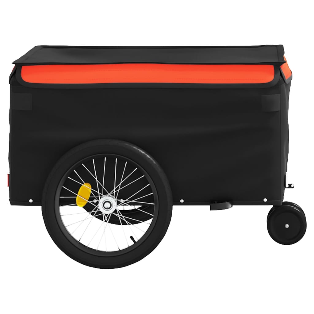 Velosipēda piekabe, melnā un oranžā krāsā, 30 kg, dzelzs
