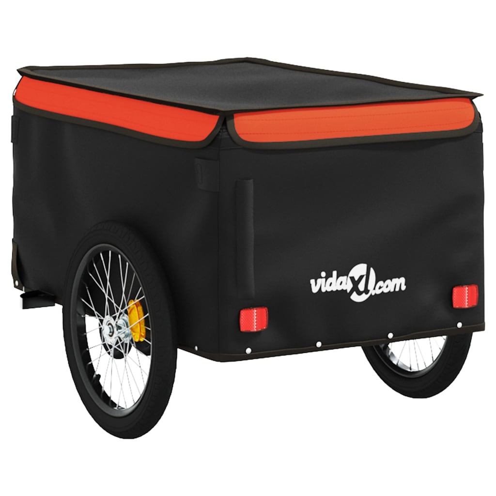 Velosipēda piekabe, melnā un oranžā krāsā, 30 kg, dzelzs