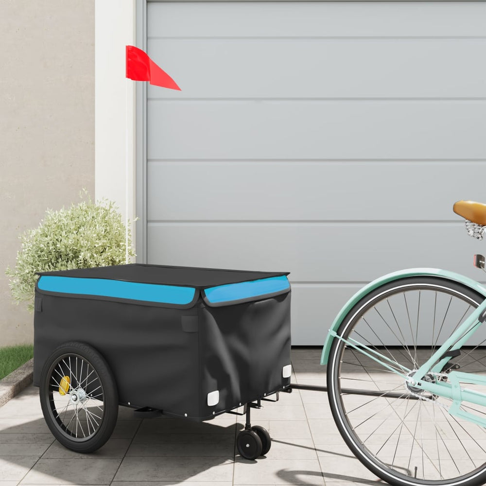 Bicycle trailer, black and blue, 30kg, iron