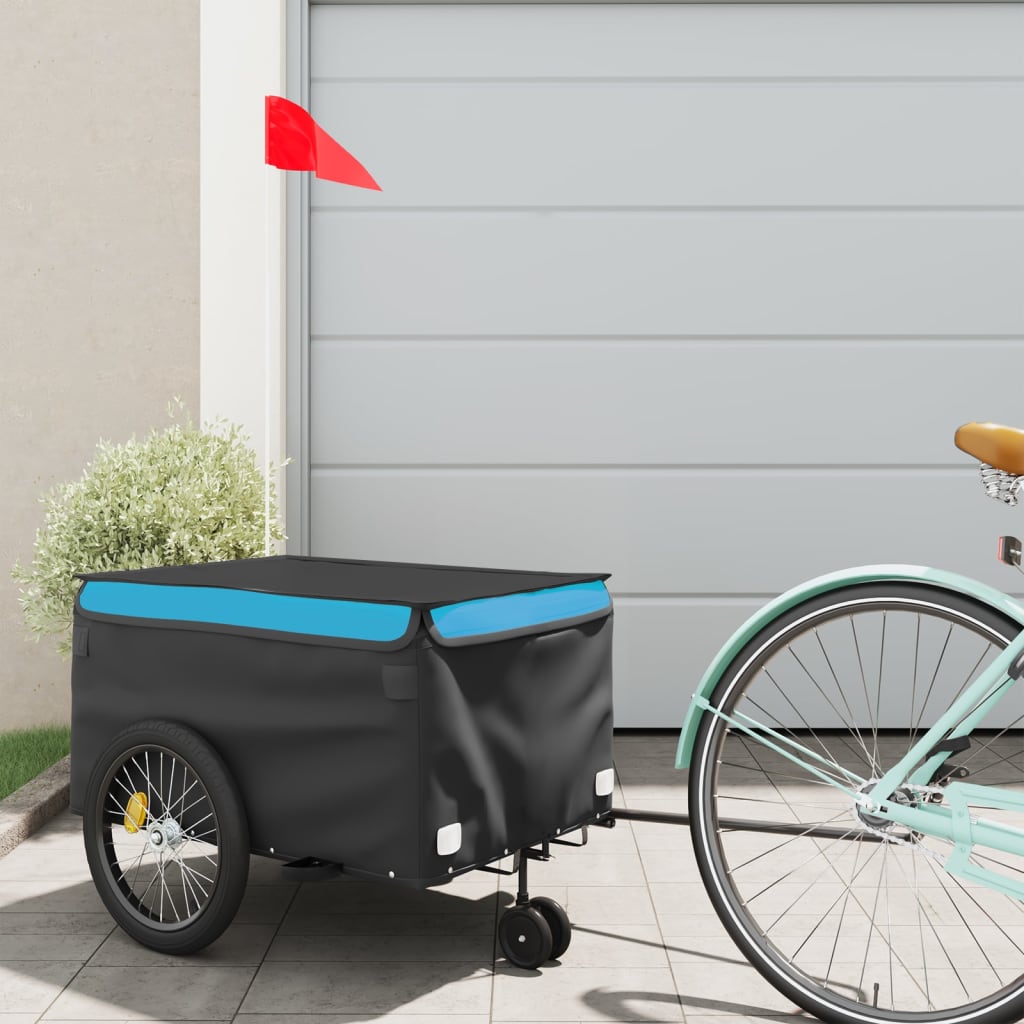 Bicycle trailer, black and blue, 30kg, iron