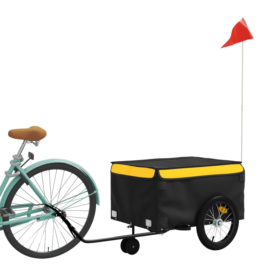 Bicycle trailer, black and yellow, 45kg, iron