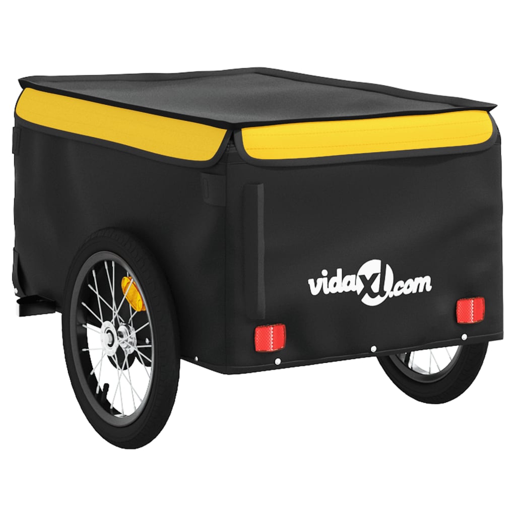 Bicycle trailer, black and yellow, 45kg, iron