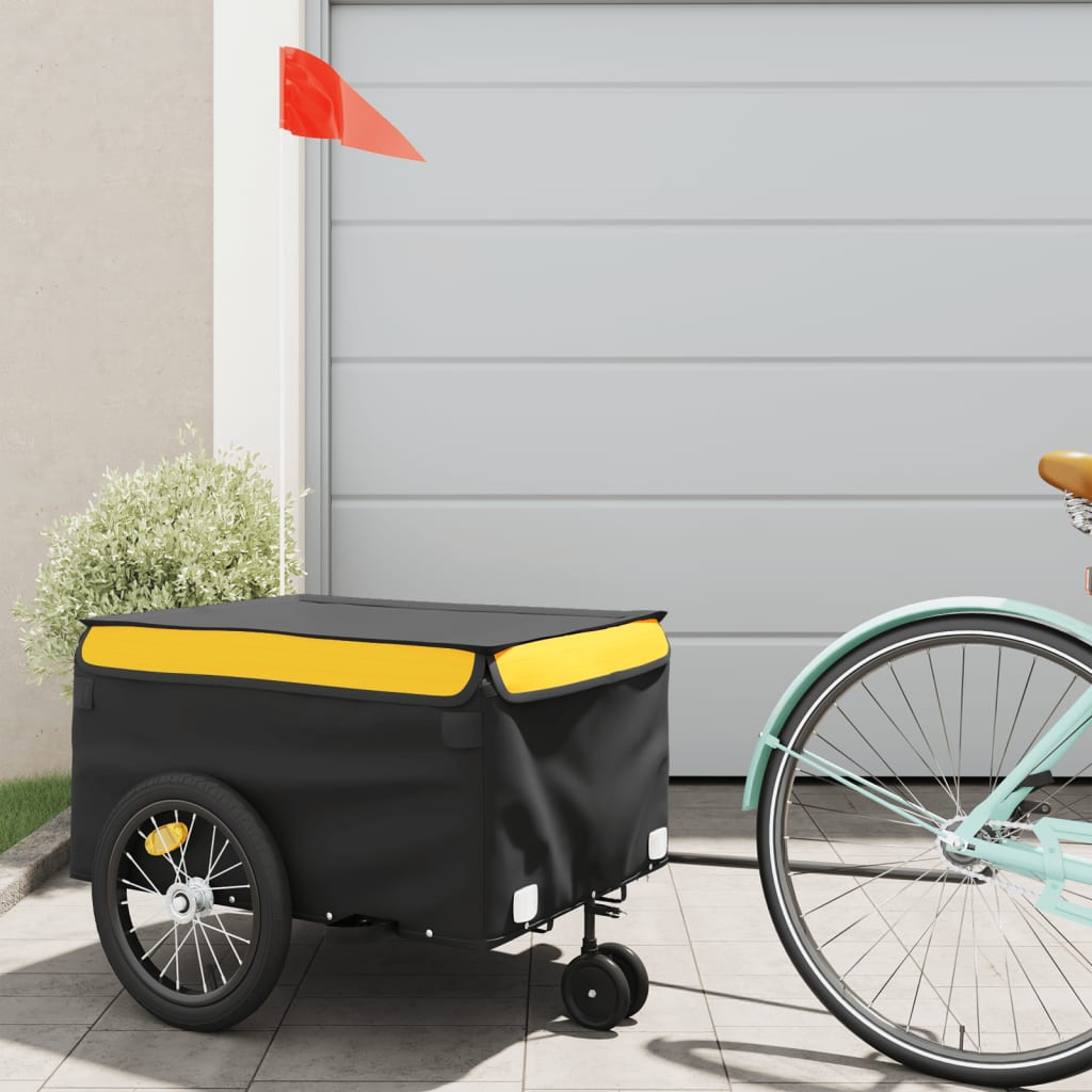 Bicycle trailer, black and yellow, 45kg, iron