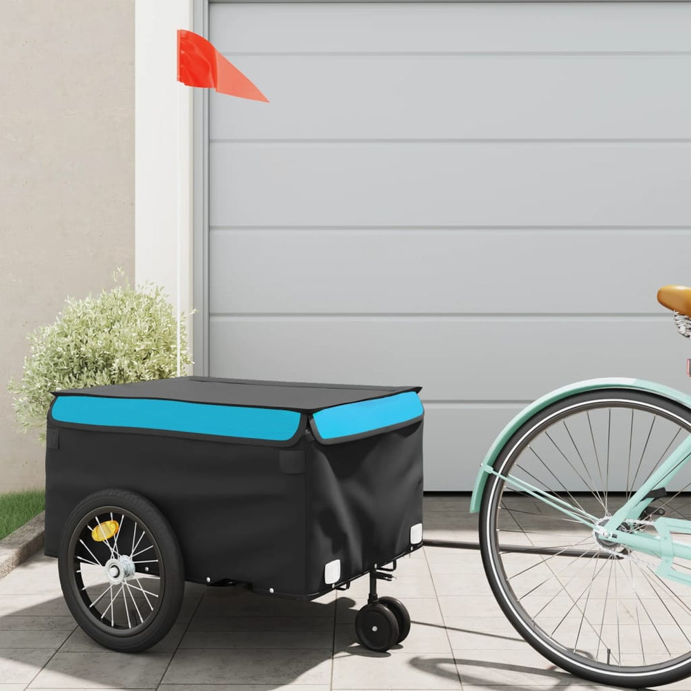 Bicycle trailer, black and blue, 45kg, iron