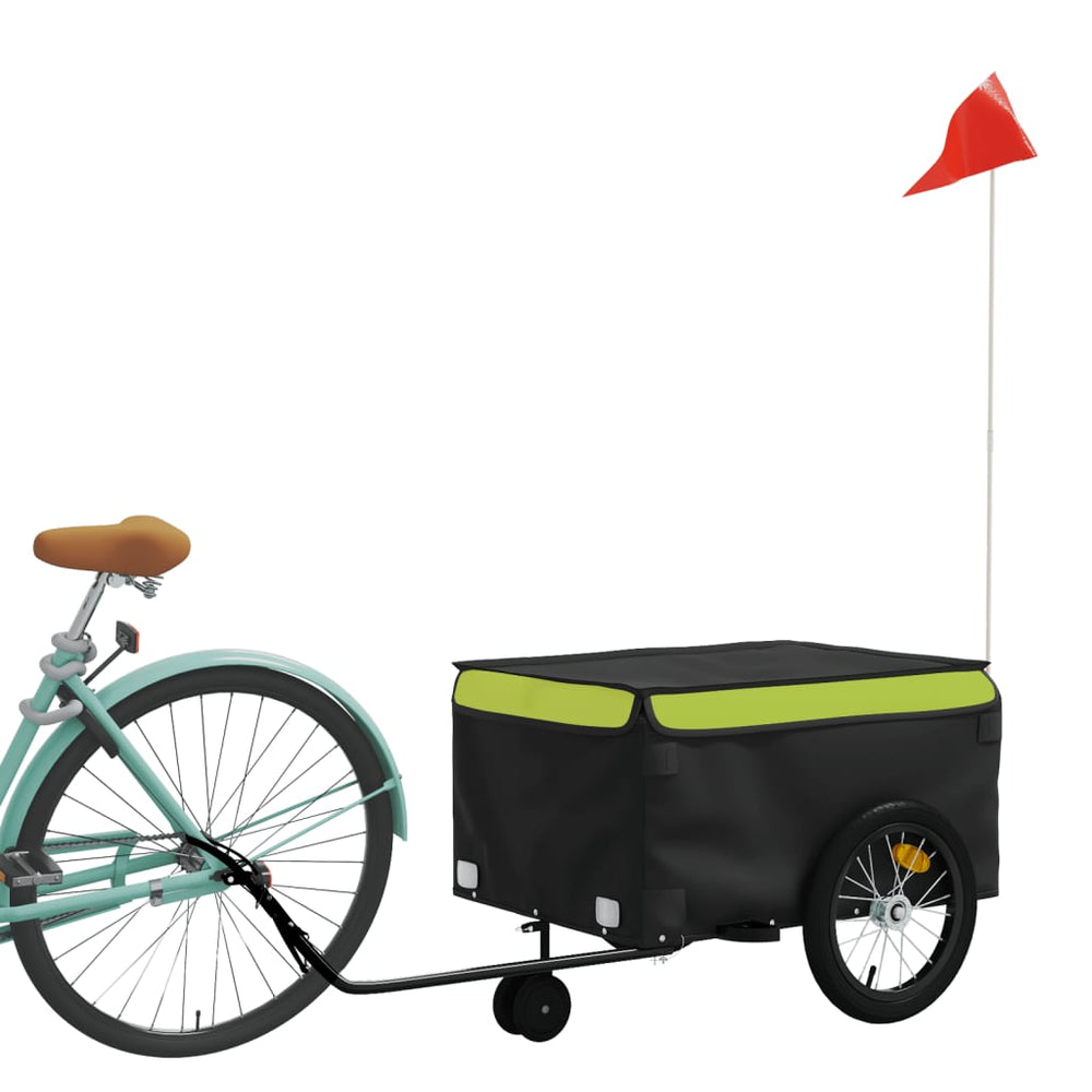 Bicycle trailer, black and green, 45kg, iron