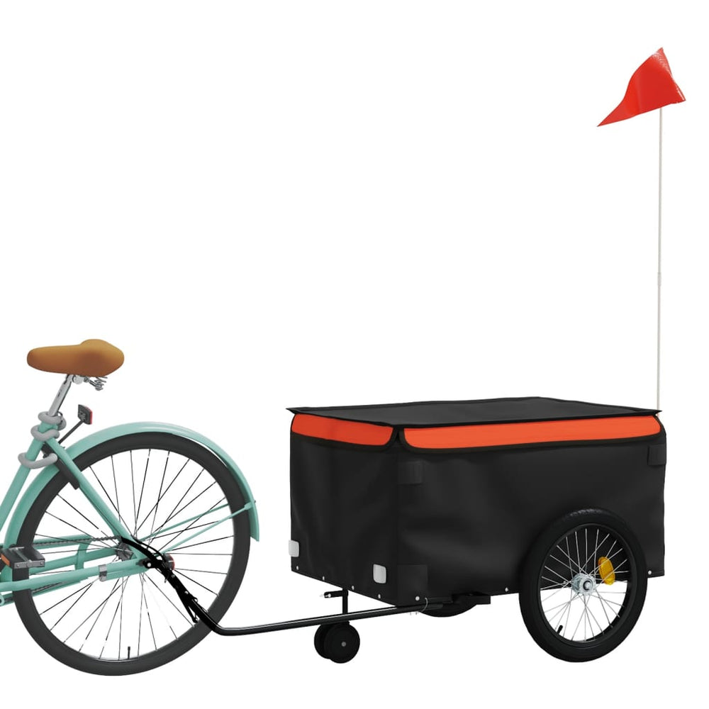 Bicycle trailer, black and orange, 45kg, iron