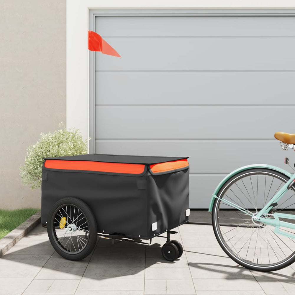 Bicycle trailer, black and orange, 45kg, iron
