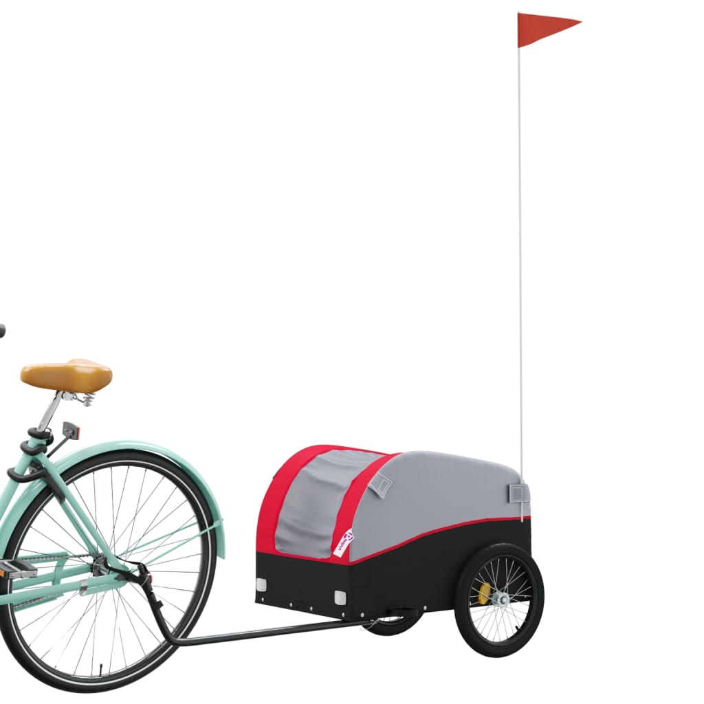 Velosipēda piekabe, melnā un sarkanā krāsā, 30 kg, dzelzs