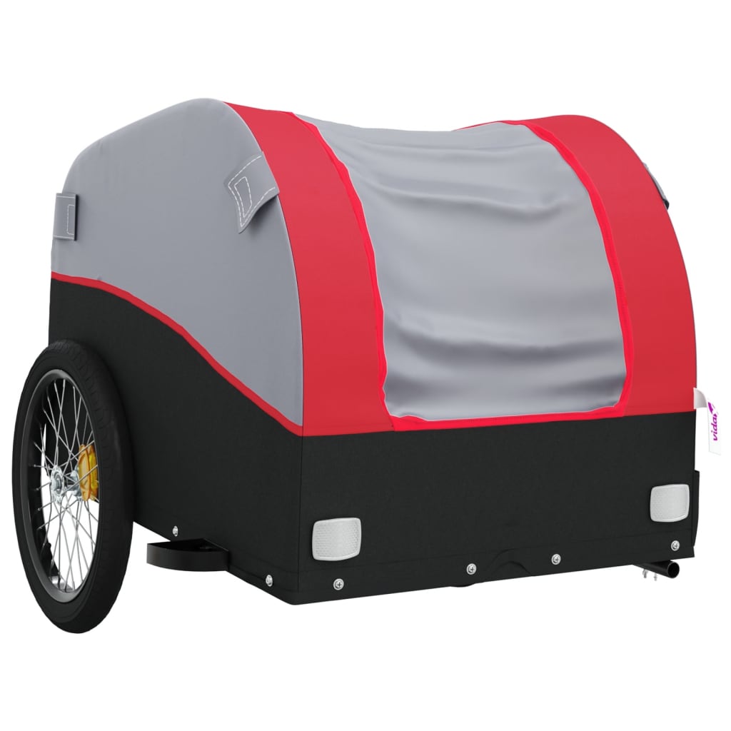 Velosipēda piekabe, melnā un sarkanā krāsā, 30 kg, dzelzs