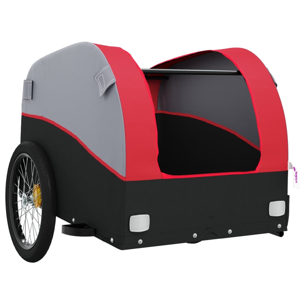 Velosipēda piekabe, melnā un sarkanā krāsā, 30 kg, dzelzs