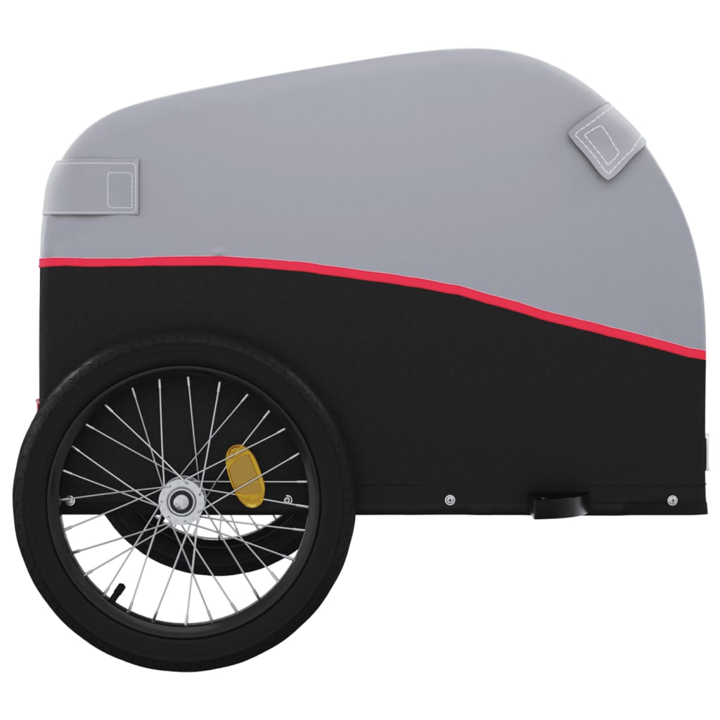 Velosipēda piekabe, melnā un sarkanā krāsā, 30 kg, dzelzs