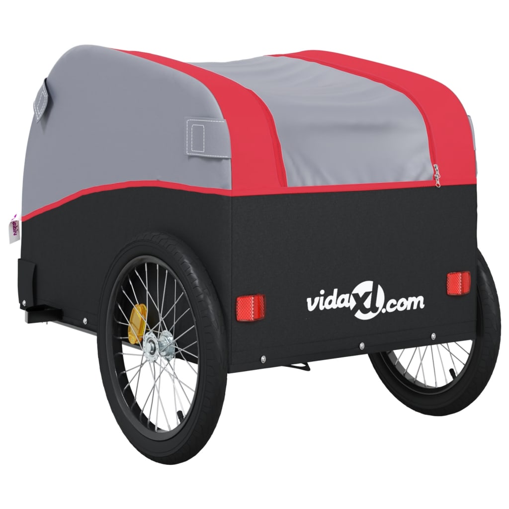 Velosipēda piekabe, melnā un sarkanā krāsā, 30 kg, dzelzs