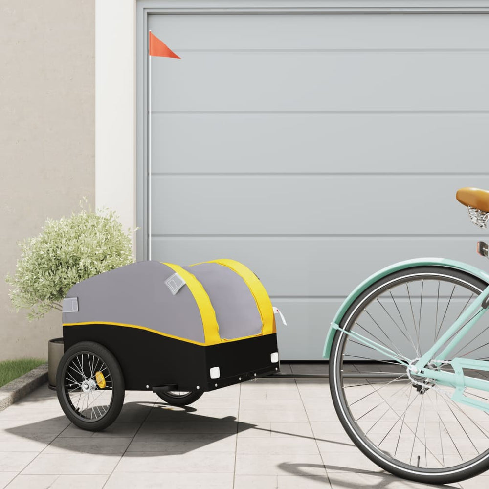 Bicycle trailer, black and yellow, 30kg, iron