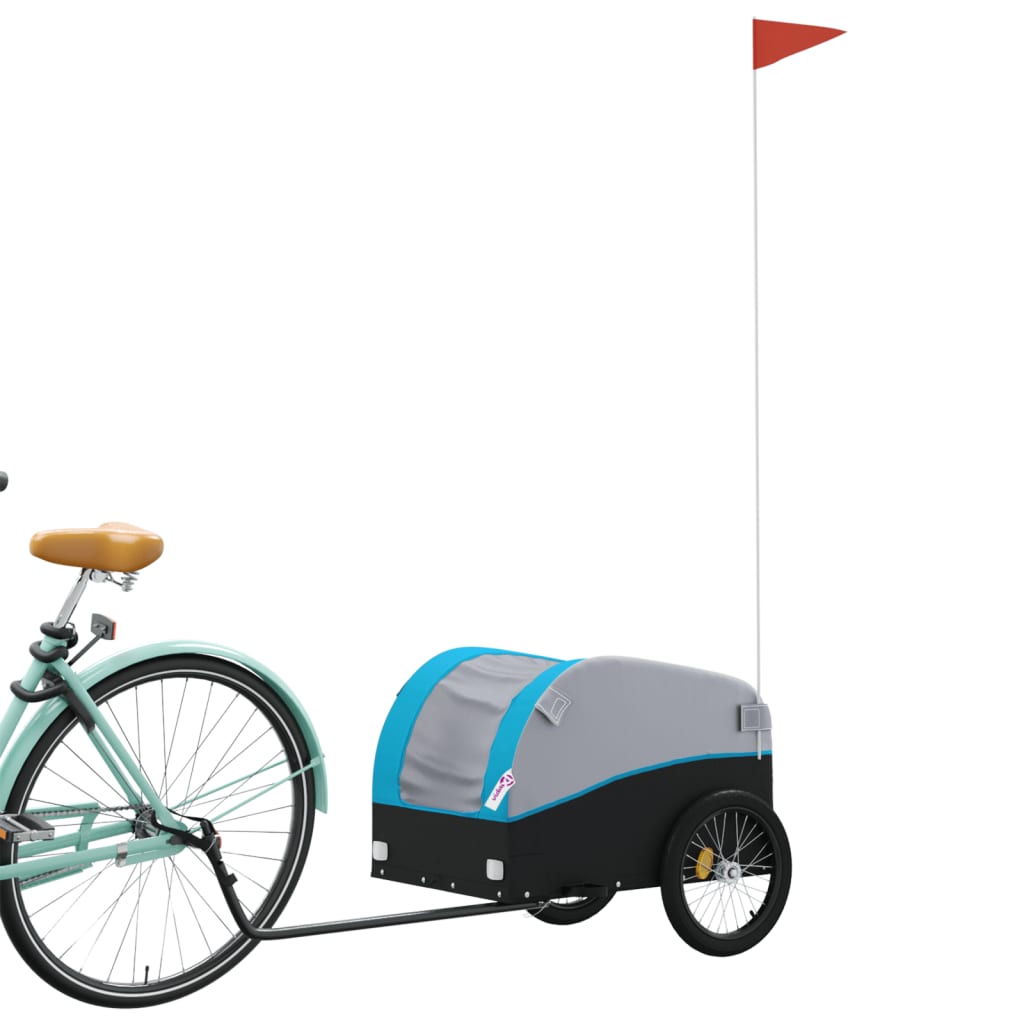 Velosipēda piekabe, melnā un zilā krāsā, 30 kg, dzelzs