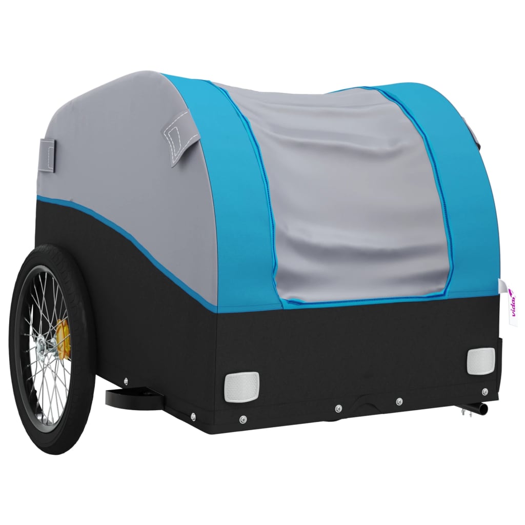 Velosipēda piekabe, melnā un zilā krāsā, 30 kg, dzelzs