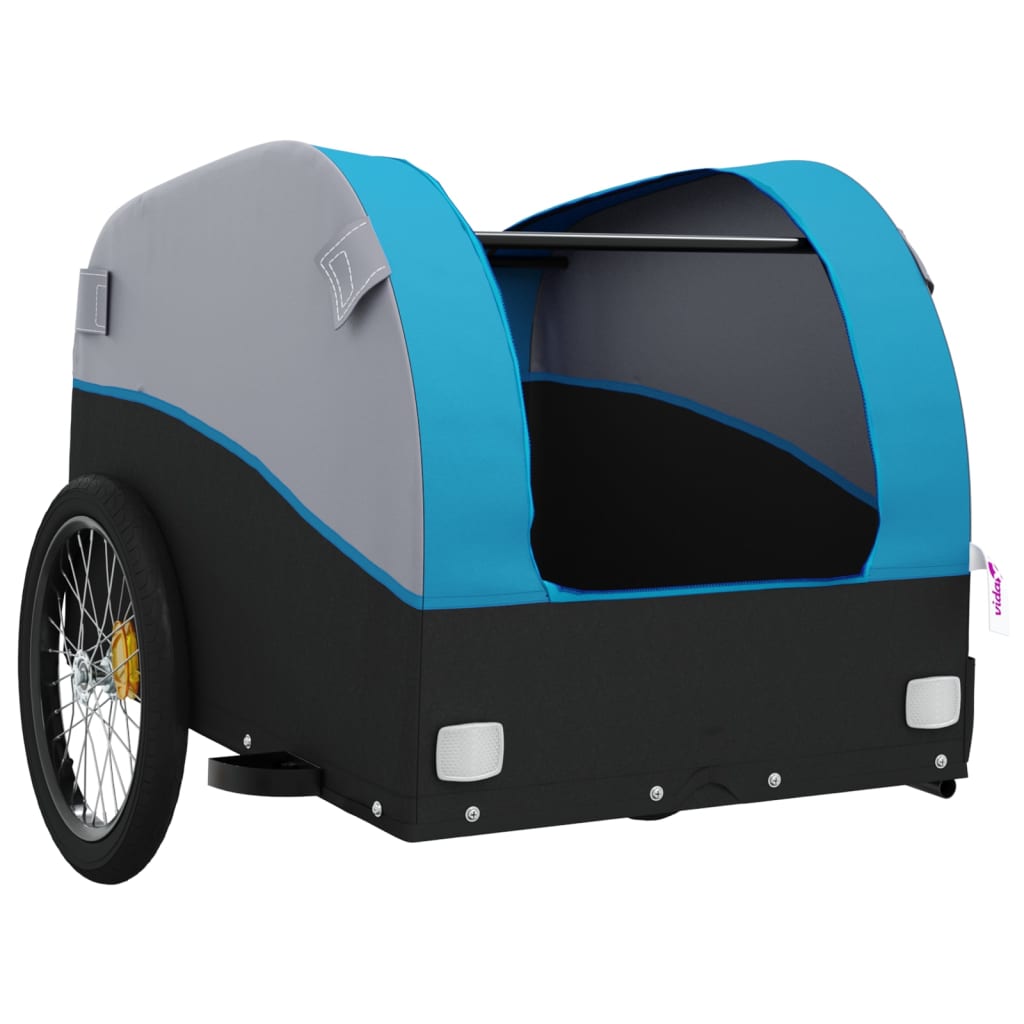 Velosipēda piekabe, melnā un zilā krāsā, 30 kg, dzelzs