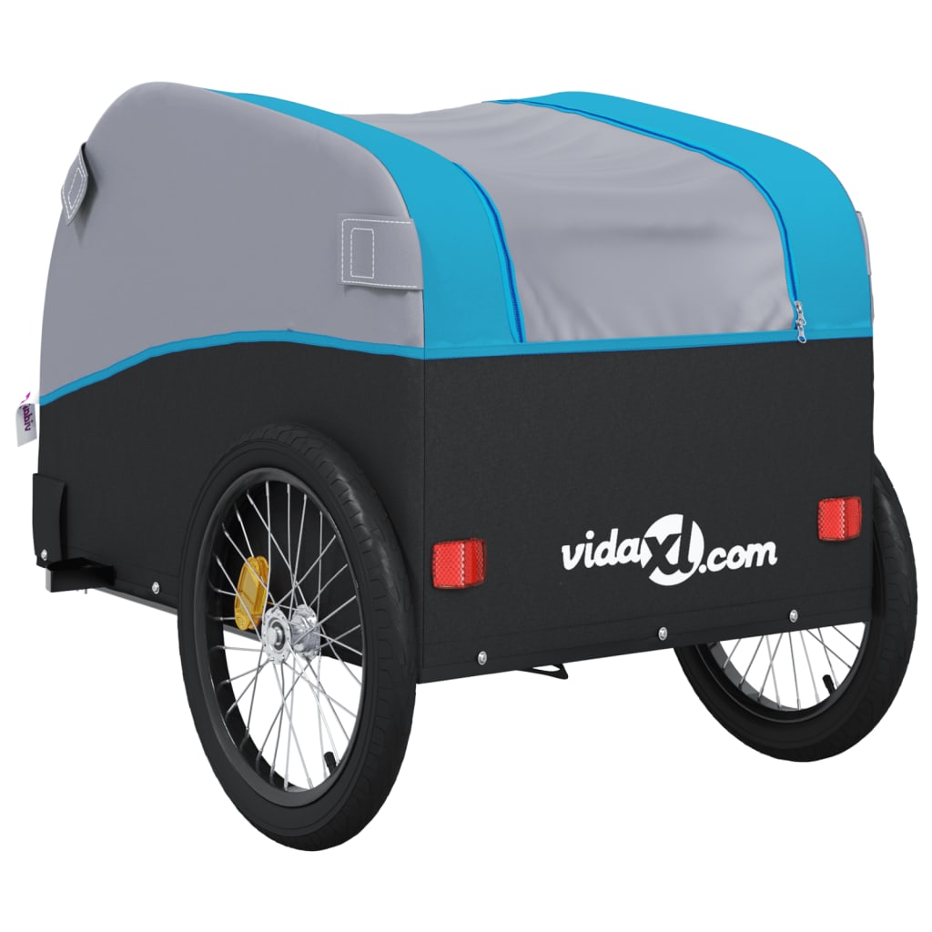 Velosipēda piekabe, melnā un zilā krāsā, 30 kg, dzelzs