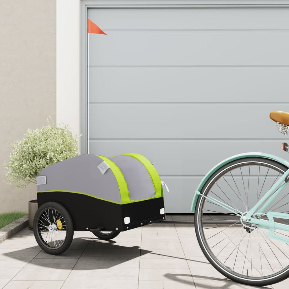 Bicycle trailer, black and green, 30kg, iron